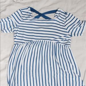 Blue stripe maternity top